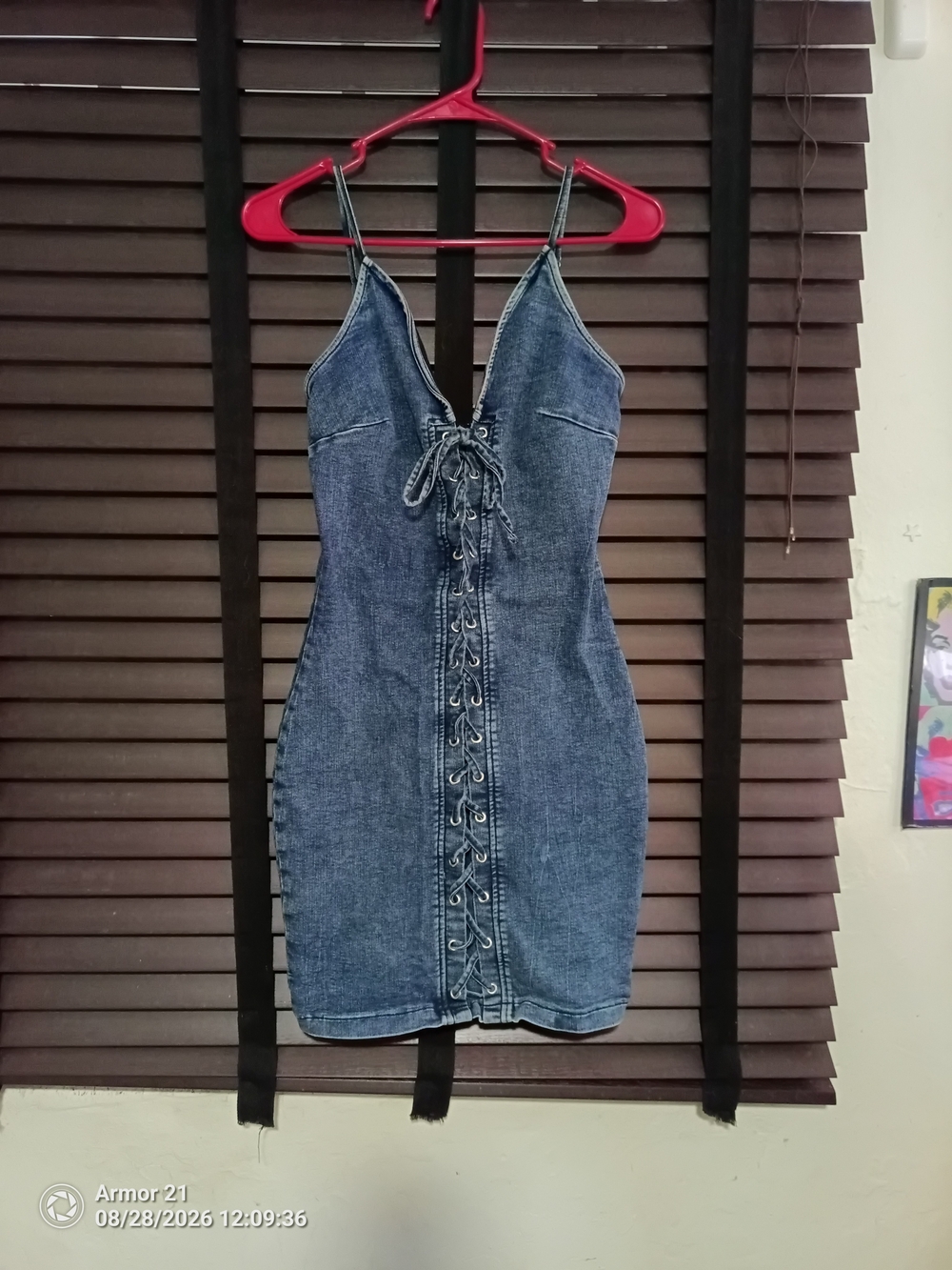 Windsor Blue Denim Lace-Up Mini Dress